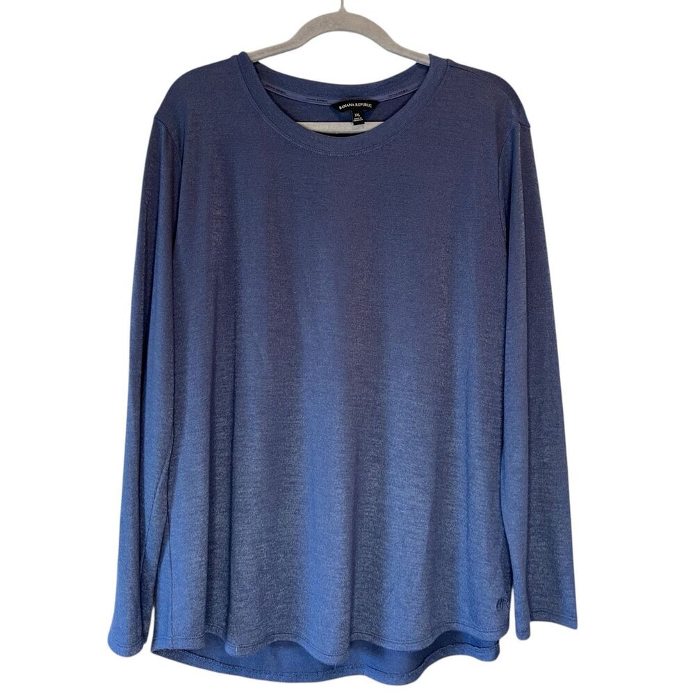 Banana Republic Sheer Pullover Shirt Mens XXL Blue Lightweight Long Sleeve